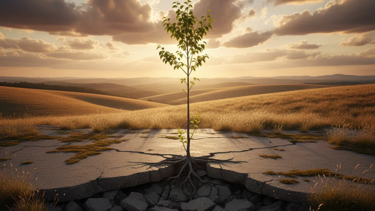 成長を象徴する光の差す風景