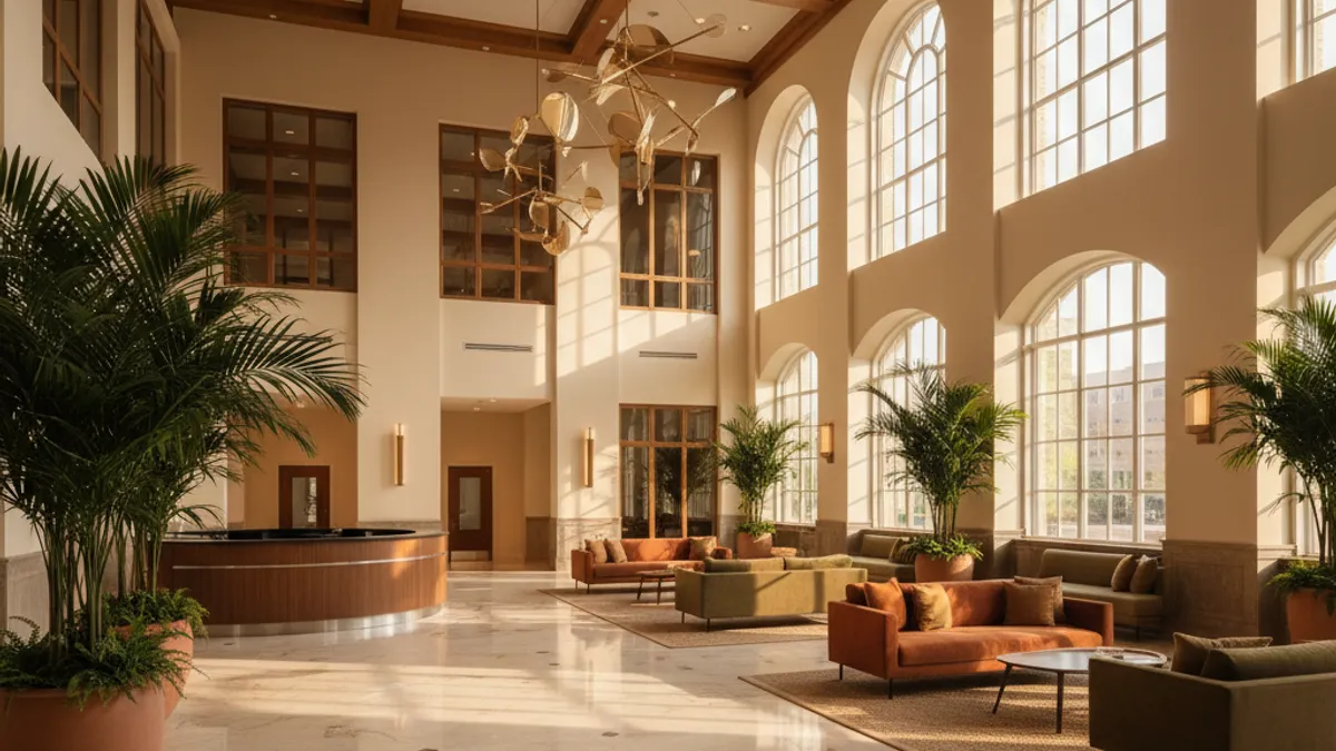 大手企業の荘厳なオフィスロビー