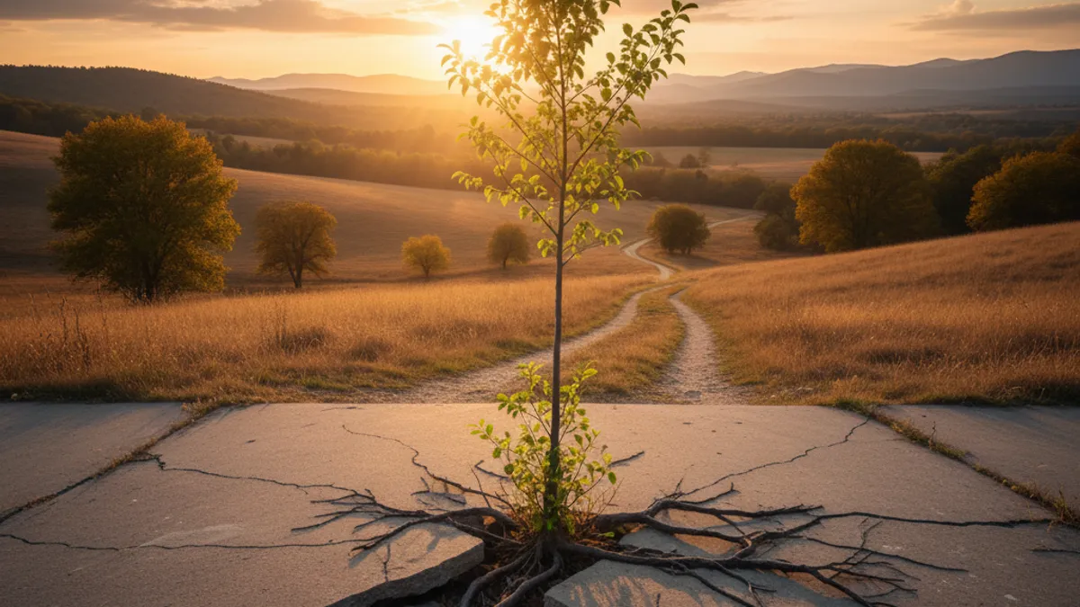 成長を象徴する光の差す風景