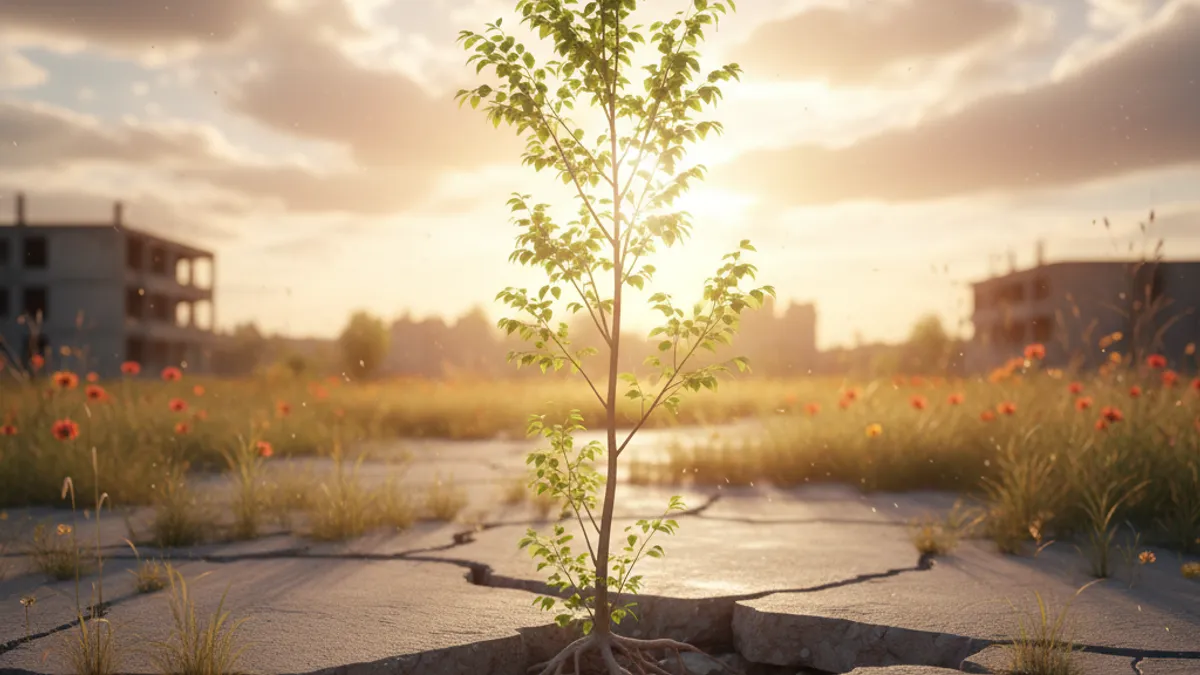 成長を象徴する光の差す風景