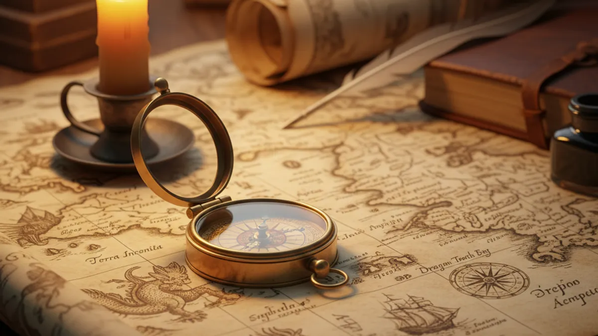 方向性を示す羅針盤と地図