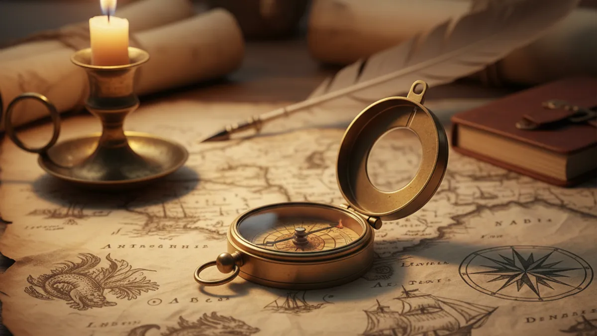 方向性を示す羅針盤と地図