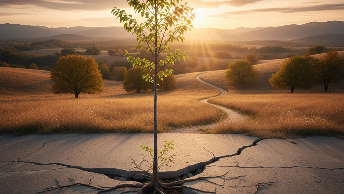 成長を象徴する光の差す風景