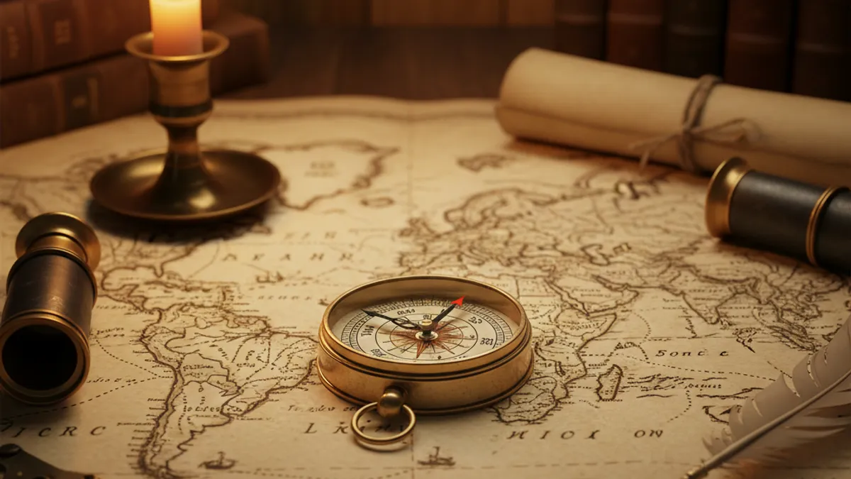 方向性を示す羅針盤と地図