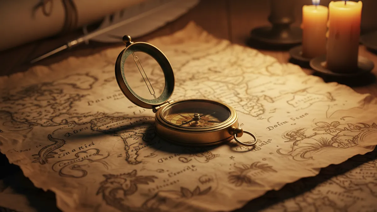 方向性を示す羅針盤と地図