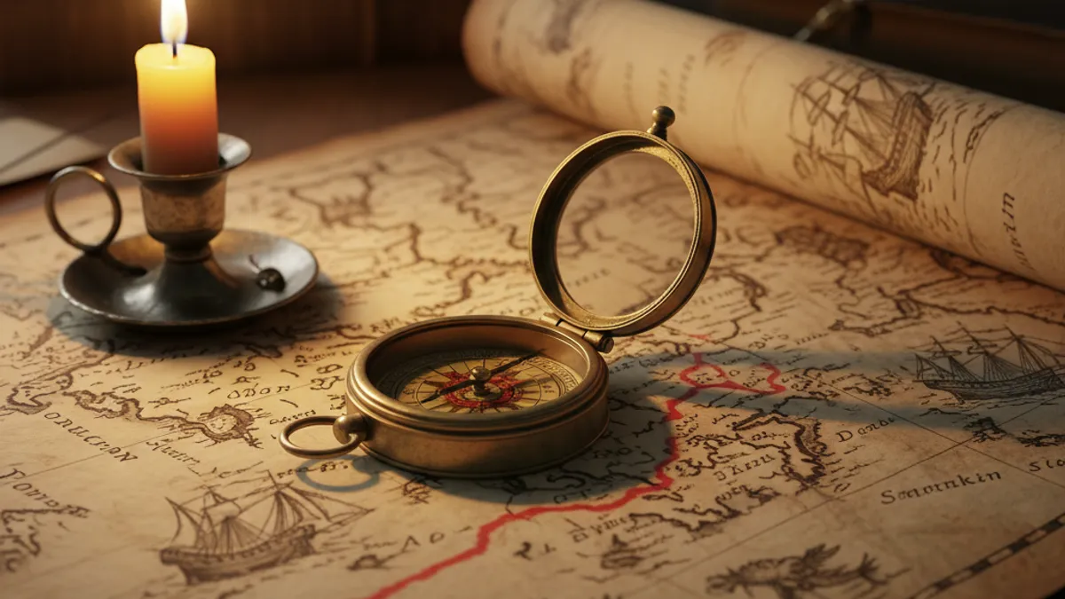 方向性を示す羅針盤と地図