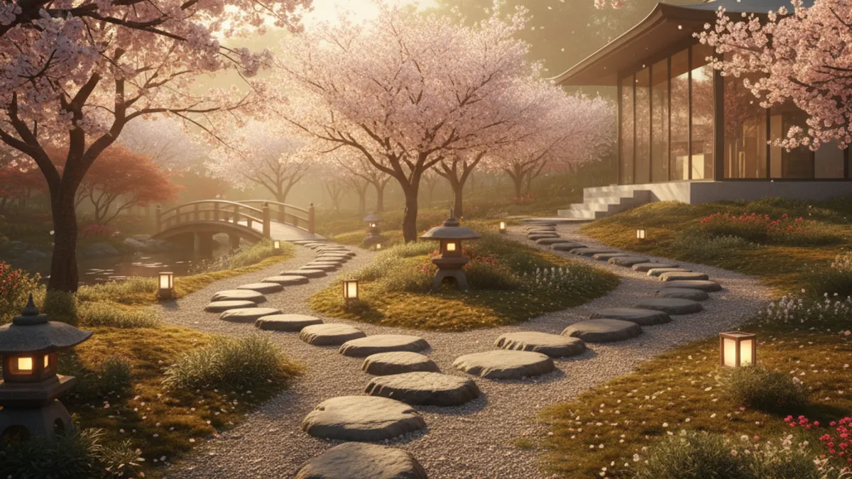 キャリアの分岐点を象徴する桜の庭園の小道