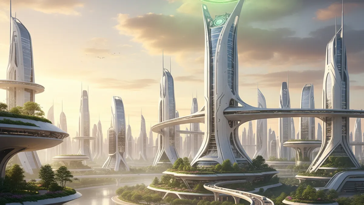 明るい未来を象徴する都市の夜明け