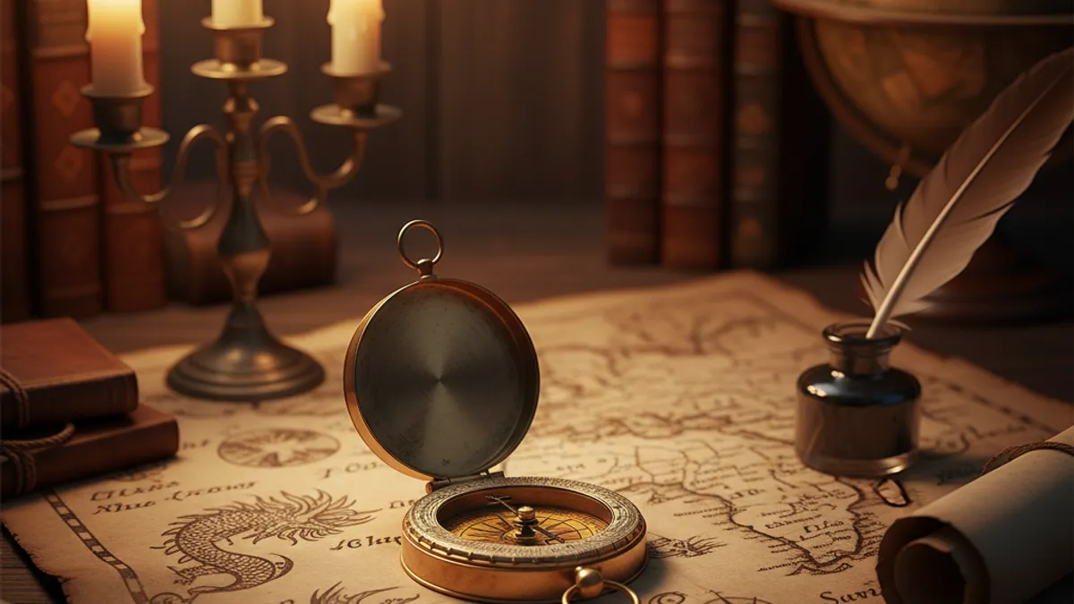 方向性を示す羅針盤と地図