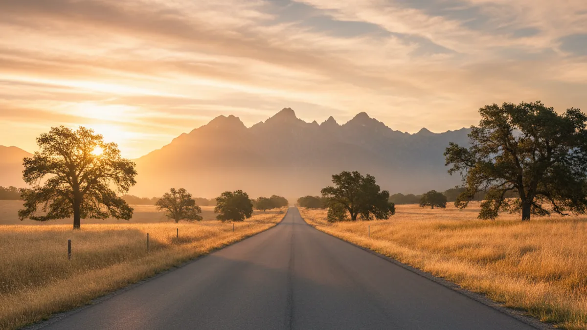 20代の無限の可能性を象徴する朝焼けの道