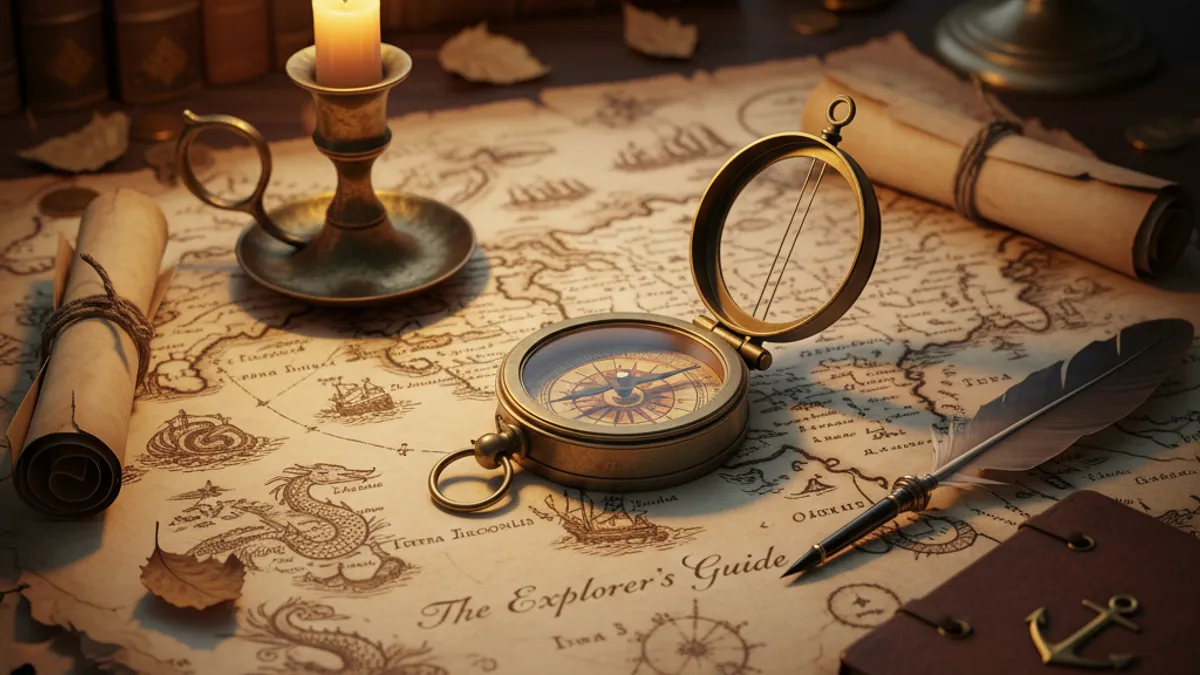 方向性を示す羅針盤と地図